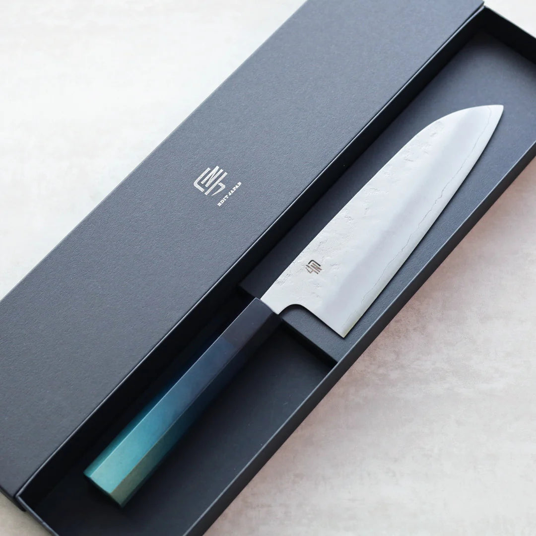 Indigo Handle Santoku Nashiji