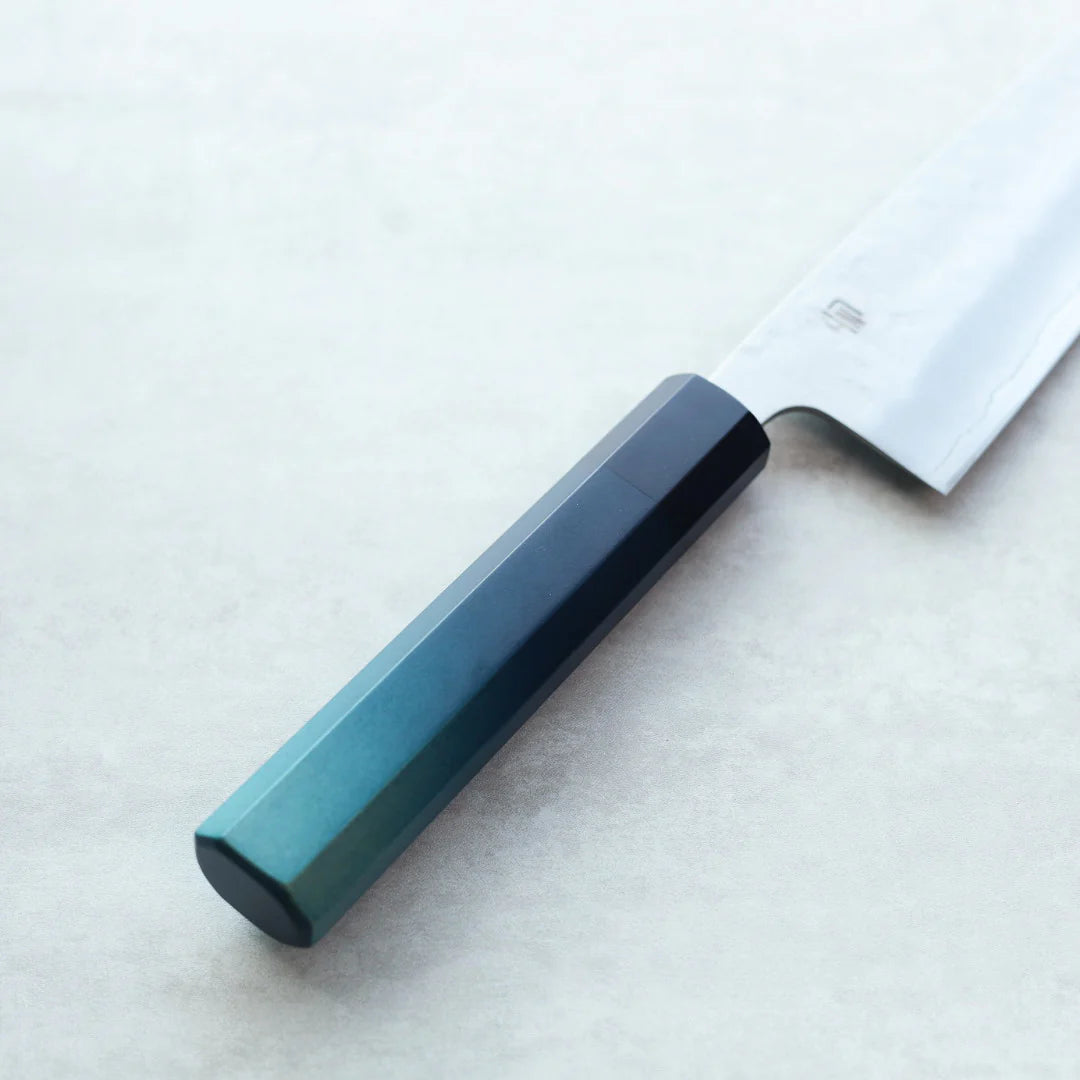 Indigo Handle Santoku Nashiji