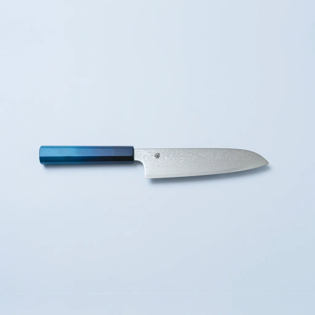 Indigo Handle Santoku Cobalt stainless steel