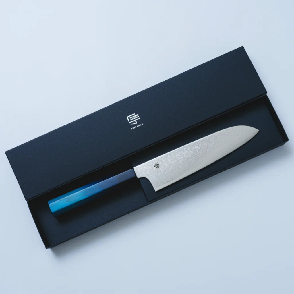 Indigo Handle Santoku Cobalt stainless steel